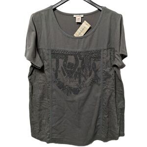 NWT SUNDANCE Livie Beaded Eyelet Short Sleeve Top L